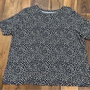 Nine West Navy Blue & Wheat Patterned Blouse